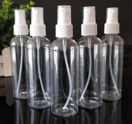 Atomizador para alcohol de 100ml acrílico transparente con tapa blanca, precio del ciento (minimo un ciento) - Image 2