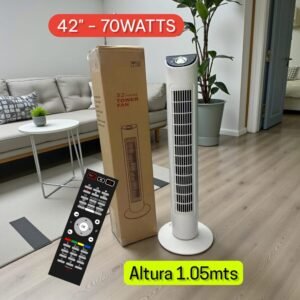 VENTILADOR DE TORRE, TAMAÑO 42″ , MARCA POWER TECH,  CON CONTROL REMOTO, COLOR BLANCO, 70WATTS, PRECIO DE UNIDAD