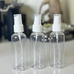 Atomizador para alcohol de 100ml acrílico transparente con tapa blanca, precio del ciento (minimo un ciento)