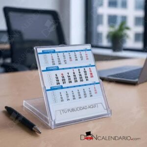 ESTUCHE PARA CD, ACRILICO TIPO CALENDARIO, PARA ESCRITORIO, TODO TRANSPARENTE, 100 UNIDADES POR CAJA, PRECIO DE CAJA