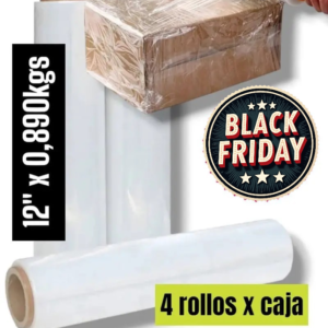 STRECH FILM COLOR TRANSPARENTE PARA EMBALAR 12″ X 0.860KGS PRECIO POR CAJA DE 4 UNIDADES