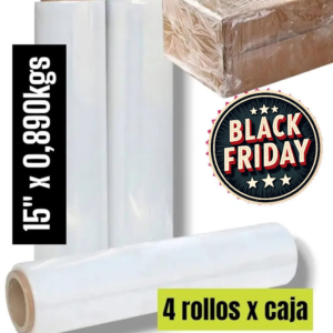 STRECH FILM COLOR TRANSPARENTE PARA EMBALAR 15″ X 0.860KGS PRECIO POR CAJA DE 4 UNIDADES