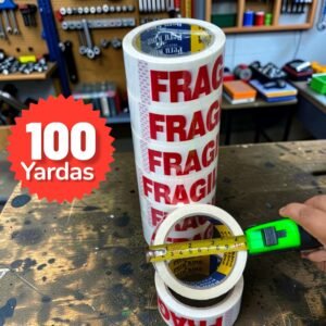 Cinta de embalaje con logo Frágil, Marca Peru King, de 100 yardas, Precio por caja de 72 rollos (pedido mínimo 1 caja)