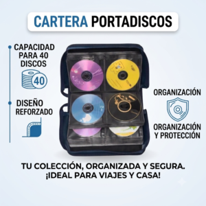 Cartera Portadiscos, Capacidad Para 40 Discos, Reforzada, Marca Generico, Precio De La Docena