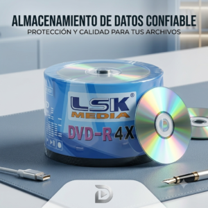 Disco DVD-R Grabable, Marca: LSK, Con Logo, Precio Por Cono De 50 Unidades