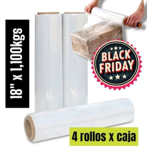 STRECH FILM COLOR TRANSPARENTE PARA EMBALAR 18″ X 1,000KGS PRECIO POR CAJA DE 4 UNIDADES