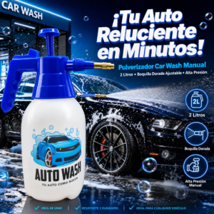 PULVERIZADOR PLÁSTICO CARWASH MANUAL, CON DISEÑO DIVERTIDO, CAPACIDAD 2 LITROS, MARCA POWER TECH, MULTICOLOR, PRECIO UNIDAD  (pedido minimo 6)
