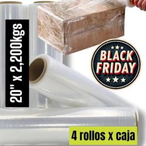 STRECH FILM COLOR TRANSPARENTE PARA EMBALAR 20″ X  2,200KGS PRECIO POR CAJA DE 4 UNIDADES