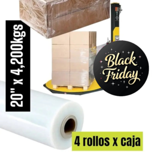 STRECH FILM COLOR TRANSPARENTE PARA EMBALAR  20″ X 4,200 KGS PRECIO POR CAJA DE 4 UNIDADES
