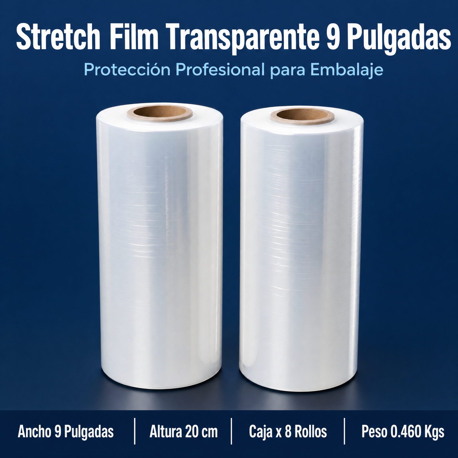 Strech Film Color Transparente Para Embalar 9″ X 0.460kgs , Precio Por Caja De 8 Unidades