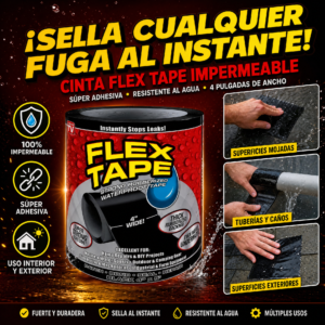 CINTA IMPERMEABLE EXTRA FUERTE, NEGRA ,FLEX TAPE, PRECIO POR UNIDAD (pedido minimo 6 unidades)