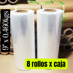 STRECH FILM COLOR TRANSPARENTE PARA EMBALAR  9″ X 0.460KGS , PRECIO POR CAJA DE 8 UNIDADES