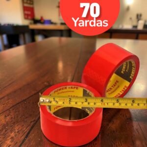 Cinta de embalaje, Color Rojo, Marca Power Tape, de 70 Yardas, Medida Comercial, Precio por caja de 72 rollos ( Pedido mínimo 1 caja)