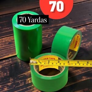 Cinta de embalaje color Verde, Marca Power Tape, de 70 Yardas, Medida Comercial, Precio por caja de 72 rollos (pedido mΓnimo 1 caja)