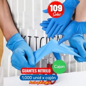 GUANTES QUIRÚRGICOS DE NITRILO AZULINO ,USO MEDICO, MARCA GENERICO, 10 BOX POR CAJON, 100 UNIDADES POR BOX, TOTAL 1,000 GUANTES, PRECIO DE CAJON