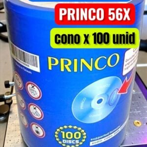 DISCO CD-R GRABABLE, MARCA PRINCO , CON LOGO,  EN CONO DE 100 UNIDADES