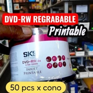 DISCO DVD-RW REGRABABLE, MARCA SKS, PRINTABLE , 50 UNIDADES POR CONO, PRECIO DEL CONO