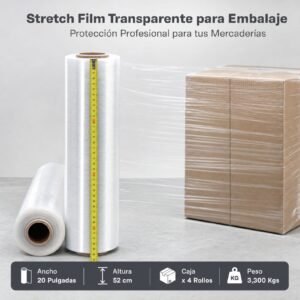 Strech Film Color Transparente Para Embalar 20β³X 3,300kgs, Precio Por Caja De 4 Unidades