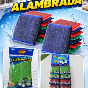 ESPONJA ALAMBRADA CUADRADA PARA LAVAR OLLAS, MARCA MR JOMY, CAJA POR 60 PLANCHAS, 12 ESPONJAS PPR PLANCHA, PRECIO DE CAJA