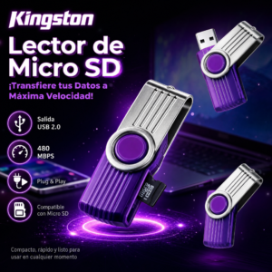 Lector De Micro SD, Salida USB, 480 MBPS, USB 2.0, Modelo Kingston, Precio Por Unidad (Pedido Mínimo 12)