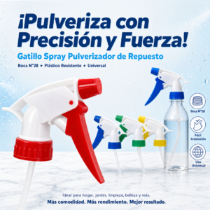 Gatillo spray de plástico pulverizador repuesto, numero de boca 28, precio por 100 unidades