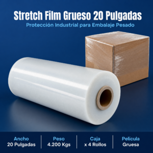 Strech Film Color Transparente Para Embalar 20″ X 4,200 Kg Precio Por Caja De 4 Unidades
