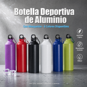 Tomatodo De Aluminio Para Serigrafia Y Publicidad, Multicolor, Capacidad 650ml, Con Tapa Llavero De Metal, Precio De Unidad (Compra Mínima 12 Unidades)