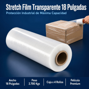 Strech Film Color Transparente Para Embalar 18″ X 2.700kgs, Precio Por Caja De 4 Unidades