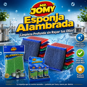 Esponja Alambrada Cuadrada Para Lavar Ollas, Marca Mr. Jomy,  Caja Por 60 Planchas, 12 Esponjas Por Plancha, Precio De Caja
