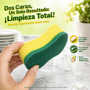 Esponja Doble Uso Amarillo Y Verde Para Cocina, Marca Power Tape, Precio Por Cajon De 60 Docenas De Esponjitas, (Pedido Mínimo 1 Cajon)