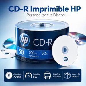 Disco CD-R Grabable, Marca HP, Printable, Precio De Cono De 50 Unidades