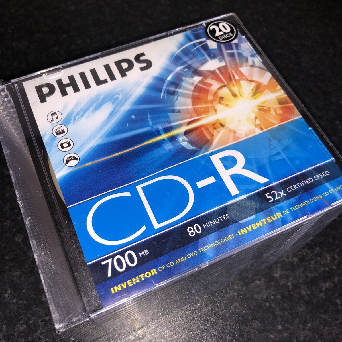 DISCOS CD PHILIPS ,CD-R GRABABLE 700MB 80MINUTOS, CON LOGO, CON ESTUCHE ACRILICO, PRECIO UNIDAD (mínimo 10 unidades)