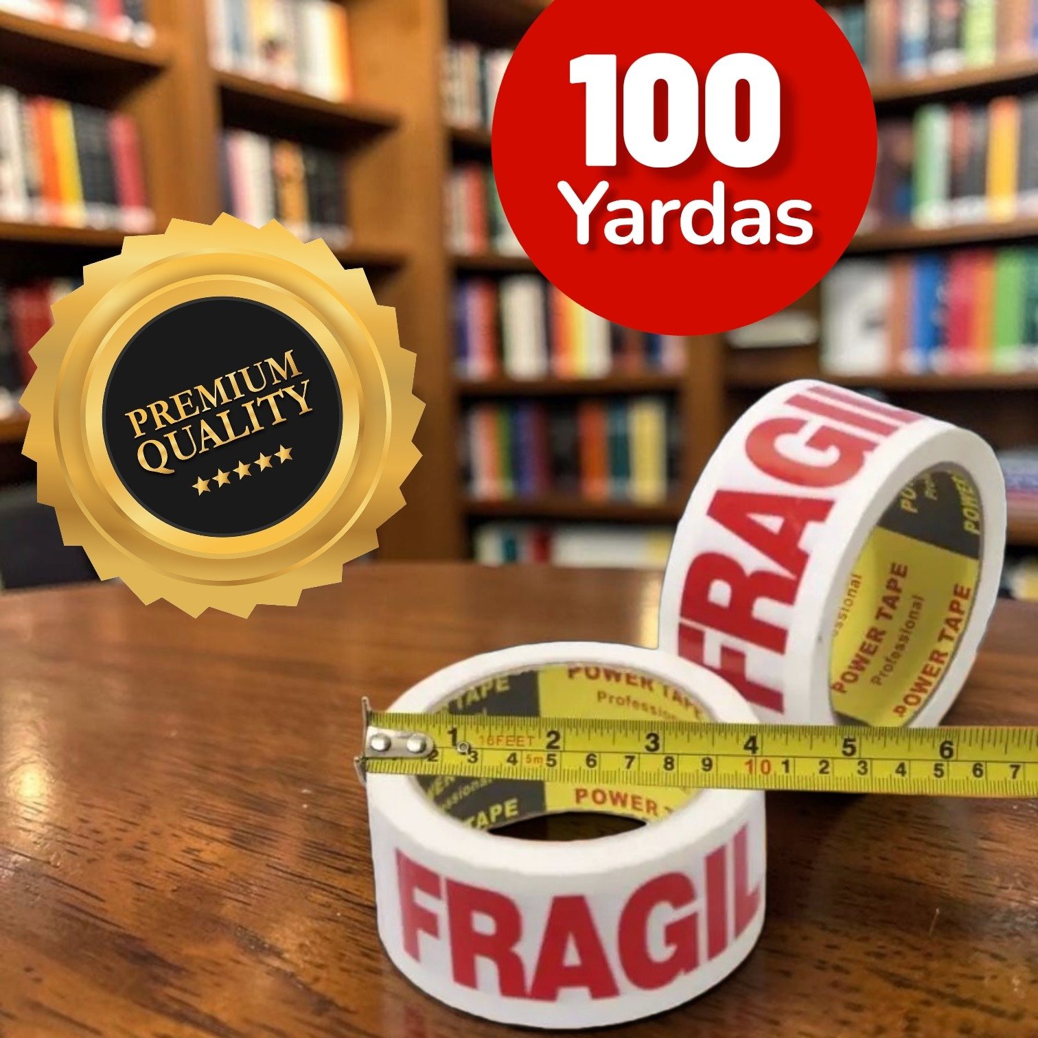 Cinta de embalaje logo Frágil, Marca Power Tape, De 100Yardas , Medida Comercial, Precio por caja de 72 rollos (pedido mínimo 1 caja )