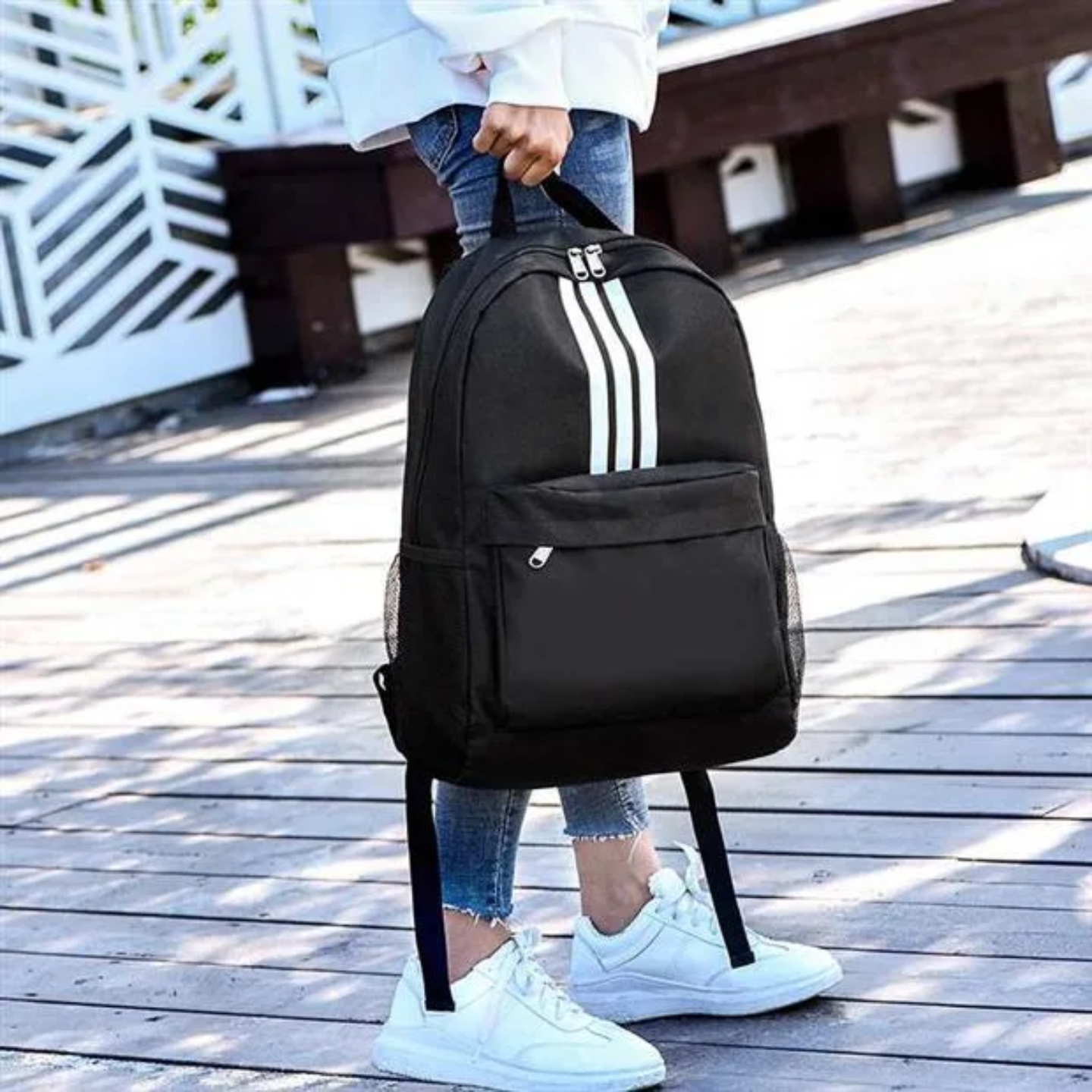 MOCHILA JUVENIL PARA DAMA, CON DISEÑO DEPORTIVO, COLORES SURTIDOS, PRECIO UNIDAD (pedido mínimo 12)