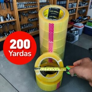 Cinta de embalaje transparente transparente, Marca Power Tape , De 200 Yardas, Medida Comercial, Precio de la caja de 72 rollos (pedido mínimo 1 caja)