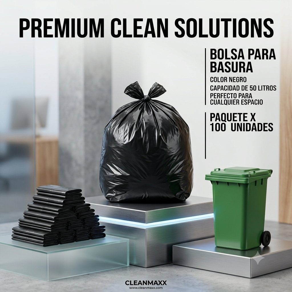 Bolsa Para Basura, Color Negro, Capacidad De 50 Litros, Precio De Paquete X 100 Unidades (Mínimo 10 Paquetes)