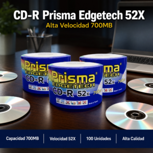 Disco CD Grabable, Marca PRISMA, Con Logo, Precio De Cono De 50 Unidades