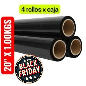 STRECH FILM COLOR NEGRO PARA EMBALAR, 20″ x 1,000KGS, PRECIO POR CAJON DE 4 UNIDADES