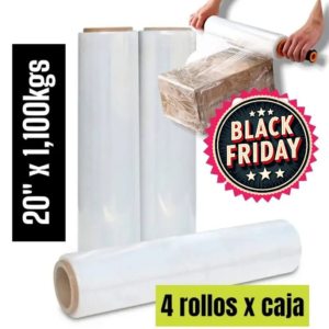STRECH FILM COLOR TRANSPARENTE PARA EMBALAR 20″ x 1,000KGS PRECIO POR CAJA DE 4 UNIDADES