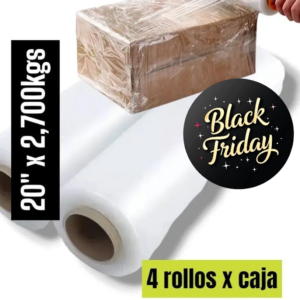 STRECH FILM COLOR TRANSPARENTE PARA EMBALAJE DE 20″ X 2,700KGS, PRECIO POR CAJA DE 4 UNIDADES