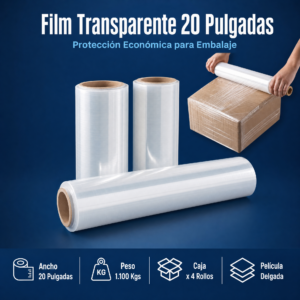 Strech Film Color Transparente Para Embalar 20″ X 1,100kgs Precio Por Caja De 4 Unidades
