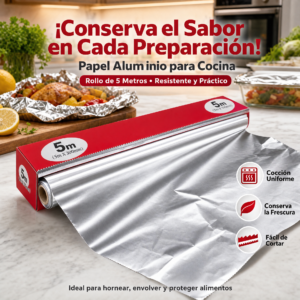 Papel Aluminio Para Cocina De 5 Metros, Caja X 100 Rollos, Precio De Caja