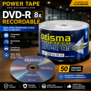 DVD-R Grabable, Capacidad 4.7 GB, Marca PRISMA, Con Logo, Presentacio 50 Unidades Por Cono, Precio Del Cono