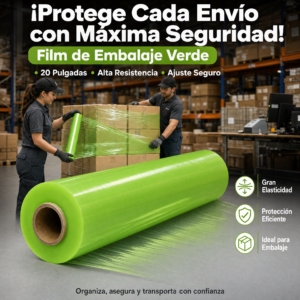 Strech Film Color Verde Para Embalar, 20″ X 1,100kgs, Precio Por Caja De 4 Unidades