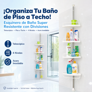 Esquinero De Baño O Ducha, Super Resistente, Con Divisiones Regulables, Duradero, Parante Cromado, Precio Por Unidad.