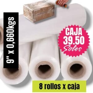 STRECH FILM COLOR TRANSPARENTE PARA EMBALAR  9″ X 0.460KGS , PRECIO POR CAJA DE 8 UNIDADES