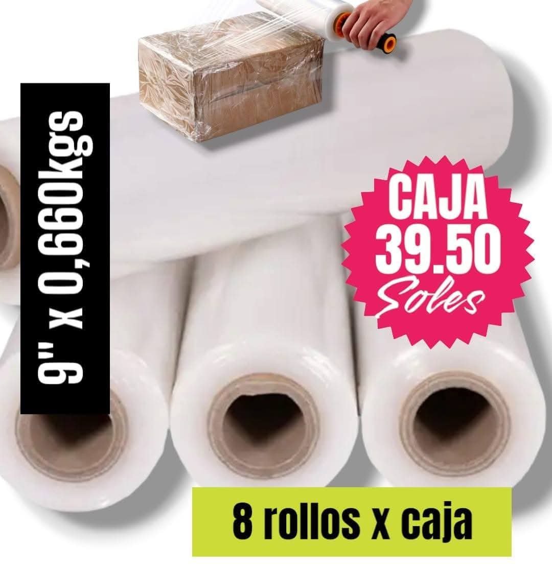 STRECH FILM COLOR TRANSPARENTE PARA EMBALAR 9″ X 0.460KGS , PRECIO POR CAJA DE 8 UNIDADES