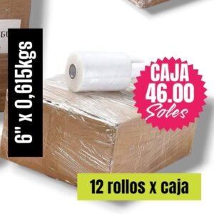 STRECH FILM COLOR TRANSPARENTE PARA EMBALAJE DE 6″ PRECIO POR CAJA DE 12 UNIDADES