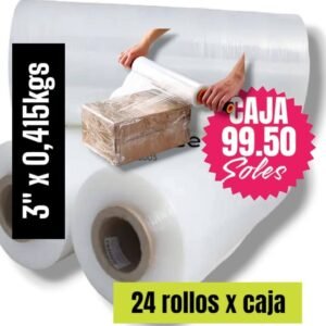 STRECH FILM COLOR TRANSPARENTE PARA EMBALAJE DE 3″ PRECIO POR CAJA DE 24 UNIDADES
