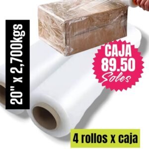 STRECH FILM COLOR TRANSPARENTE PARA EMBALAJE DE 20″ X 2,700KGS, PRECIO POR CAJA DE 4 UNIDADES